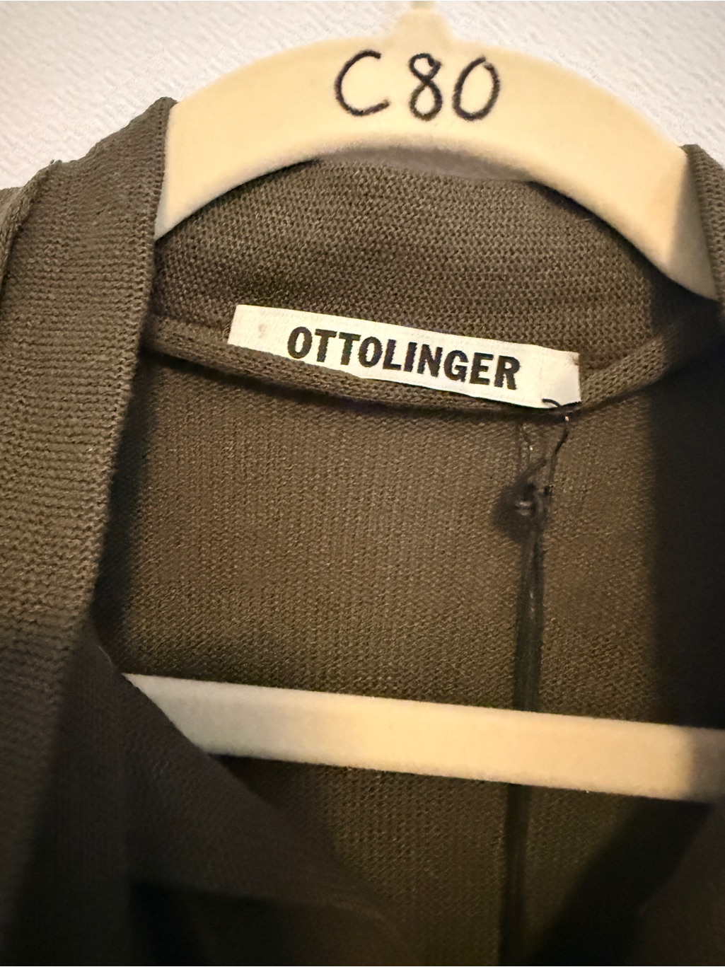 New Ottolinger Linen Cardigan In Green Army Olive Cropped Long Sleeve Sweater Xs — image 5 of 8